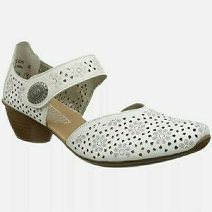 Rieker 'Mirjam' White Leather Mary Janes